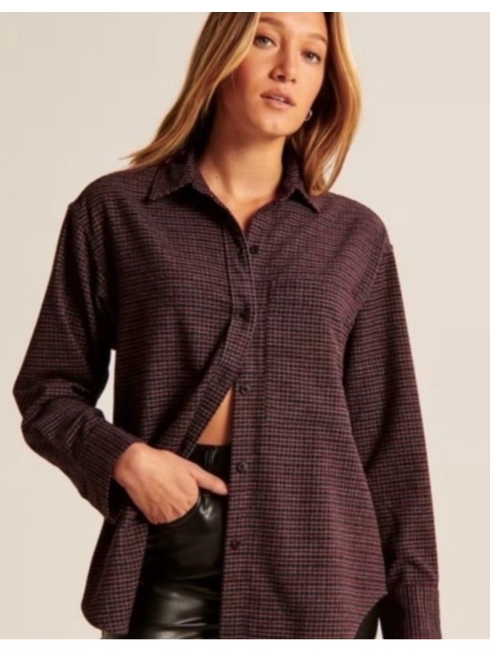 Abercrombie & Fitch Oversized Soft A&F Collection Plaid Shirt, Size Large